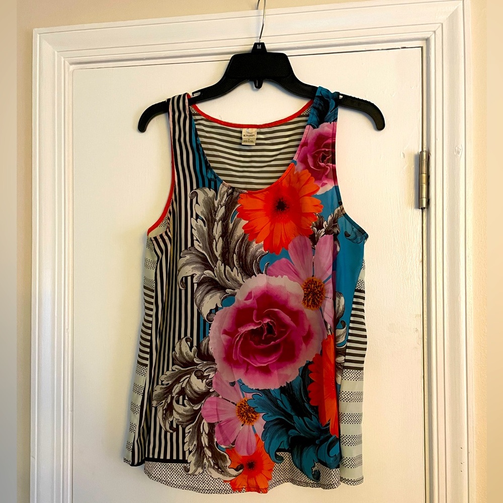 Bright Floral Tank with Bold geometric lines
